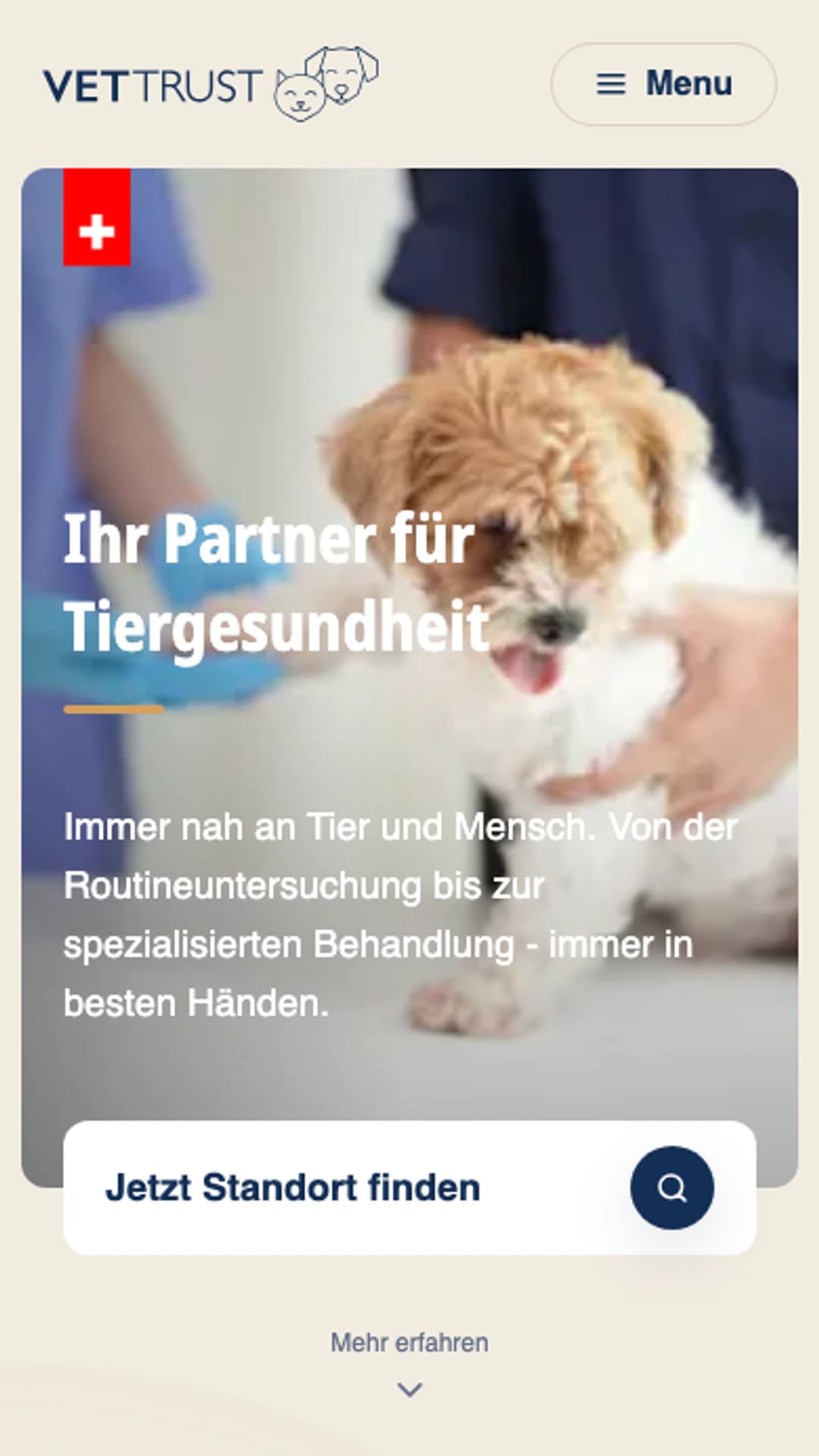 Complete mobile view of the VetTrust website